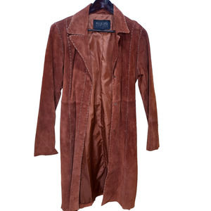Vtg Wilsons Leather| Brown Suede Leather Trench Coat
